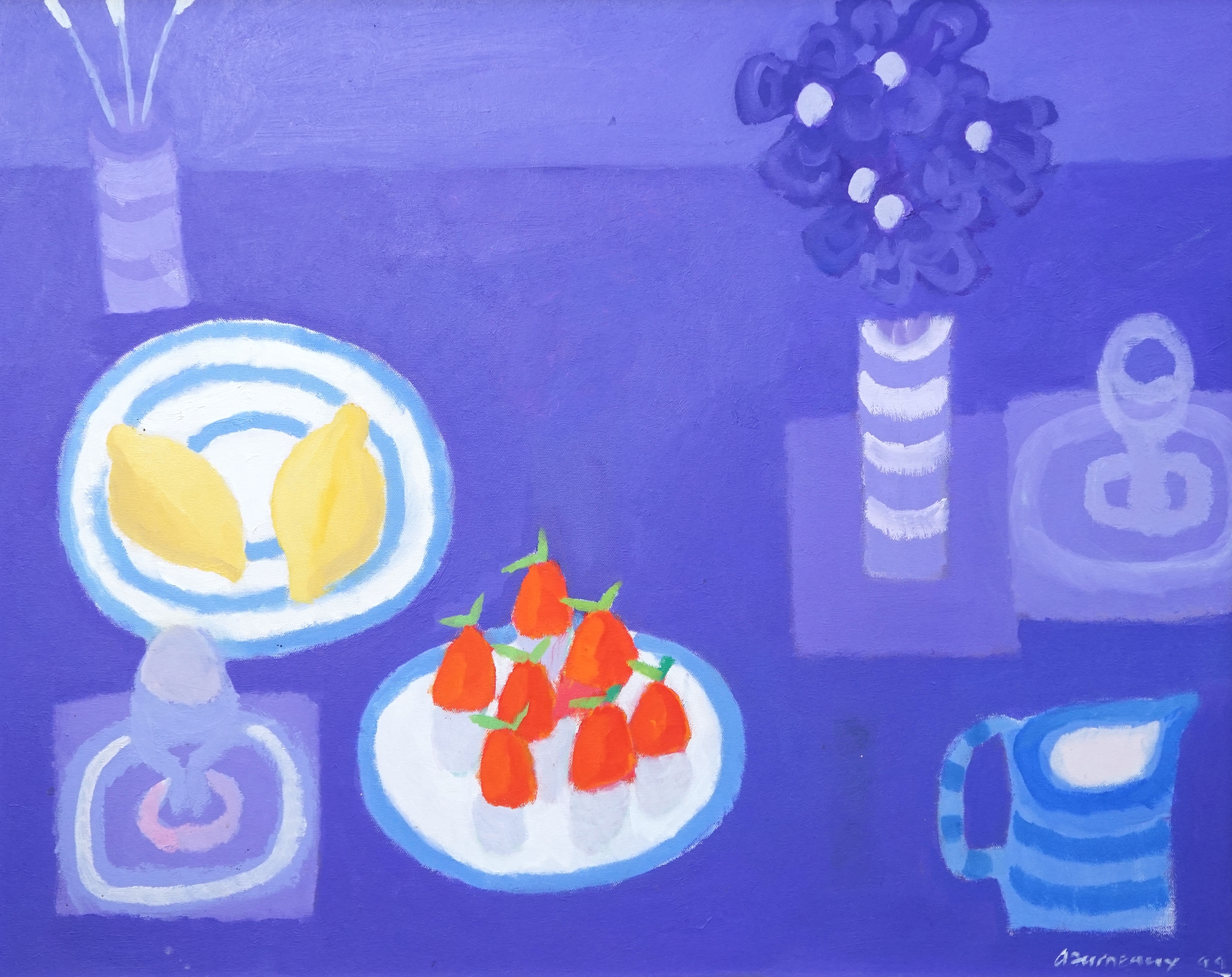 Alan Furneaux (English, 1953-), 'Strawberries and lemons', oil on canvas, 60 x 75cm